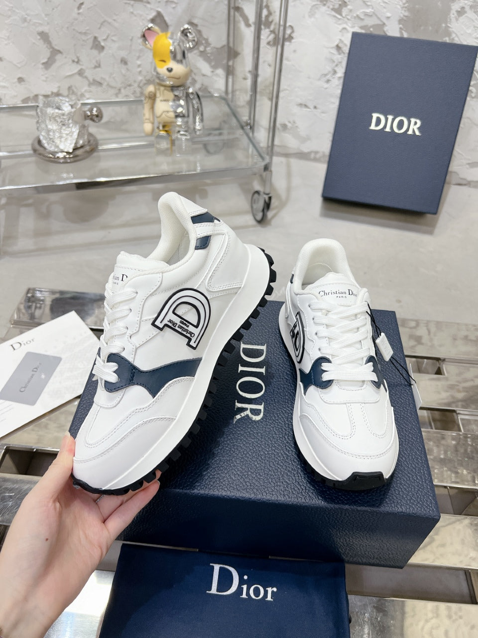 C'est Dior Sneaker 35mm White Mix Charcoal Blue Cowhide