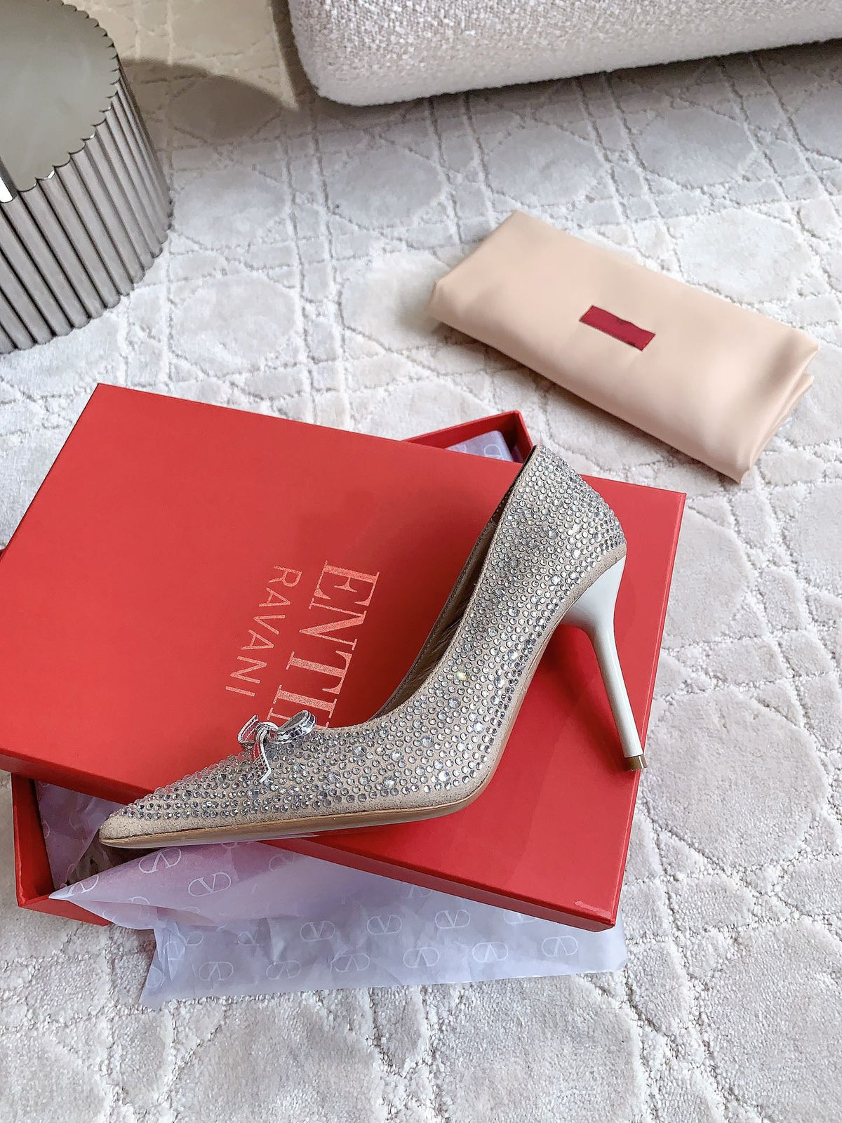 High-heels Pump Crystals 10cm Rose Cannelle With Crystals