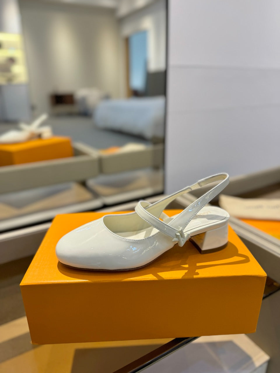 LV Romy Slingback Pump White Calfskin