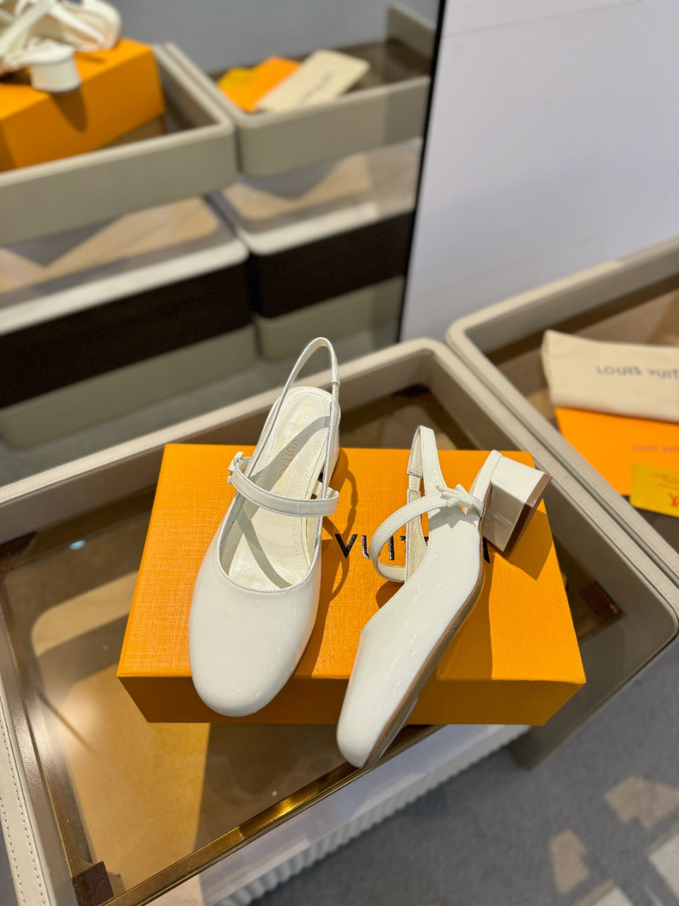 LV Romy Slingback Pump White Calfskin