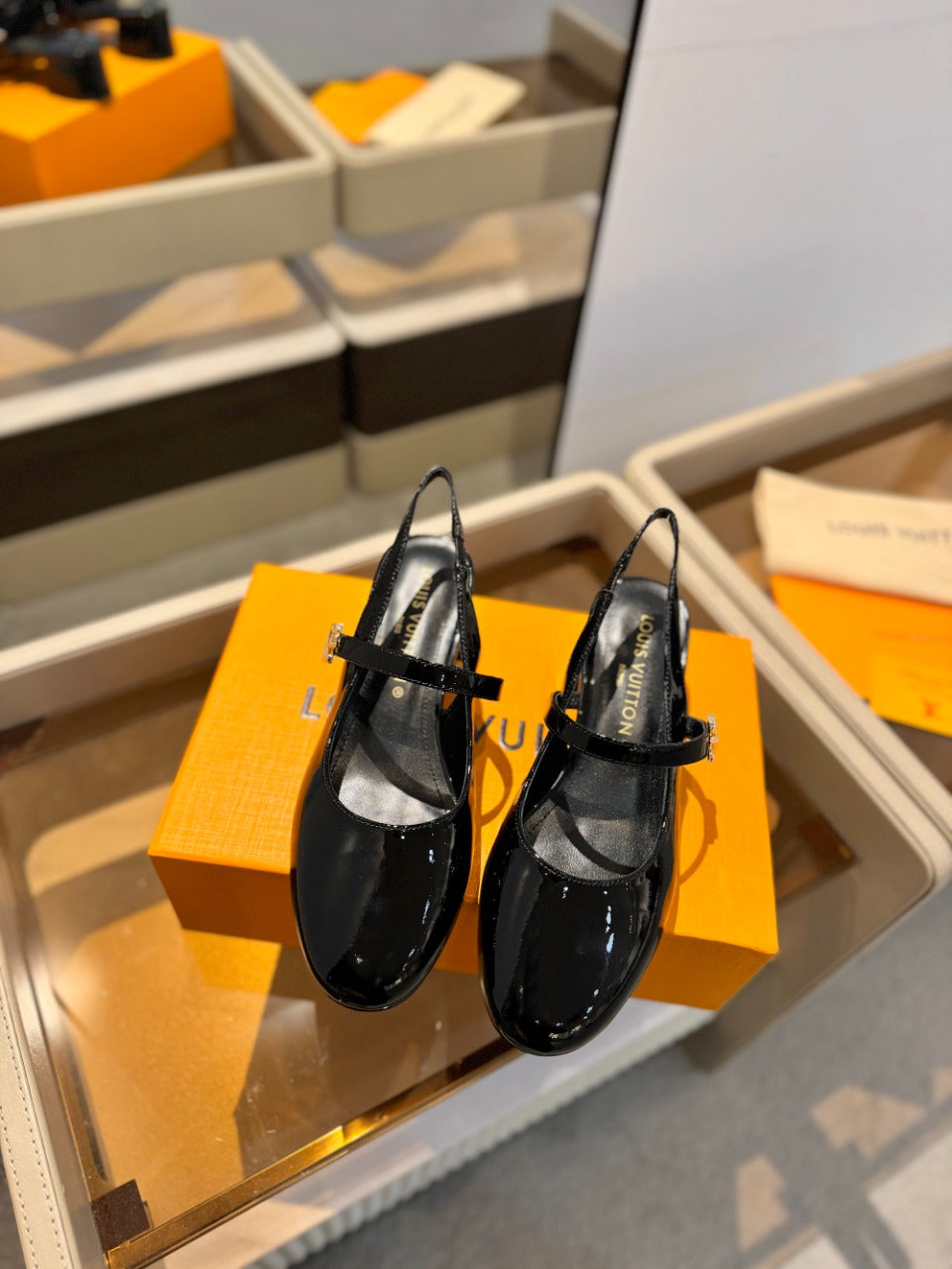 LV Romy Slingback Pump Glossy Black Calfskin