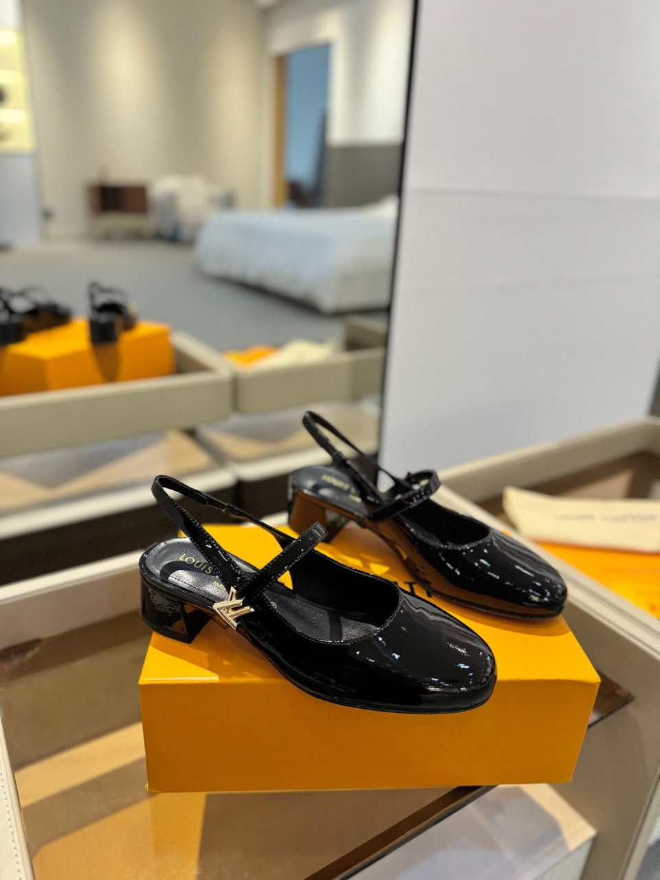 LV Romy Slingback Pump Glossy Black Calfskin