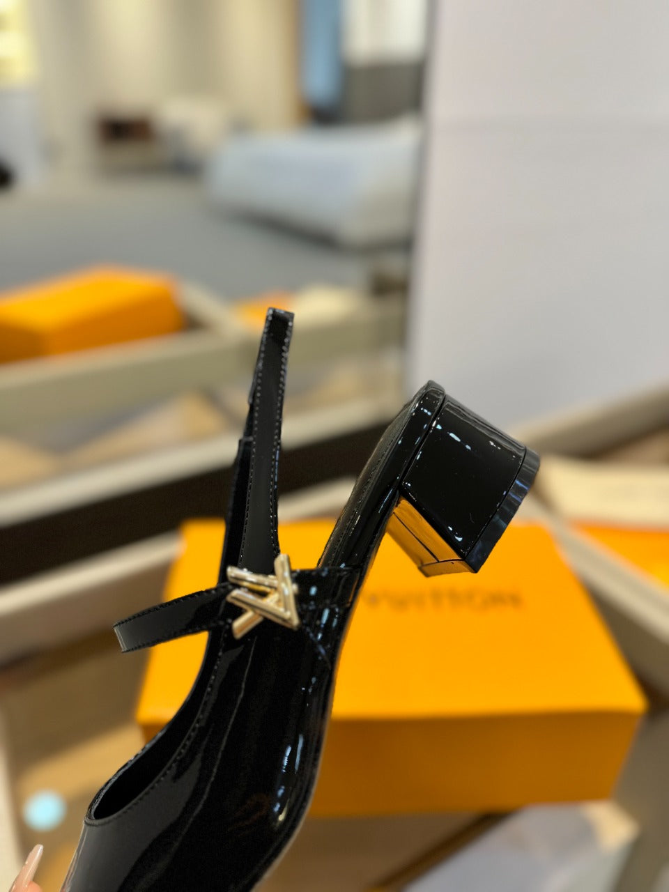 LV Romy Slingback Pump Glossy Black Calfskin