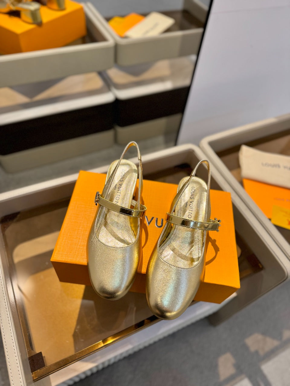 LV Romy Slingback Pump Metallic Gold Calfskin