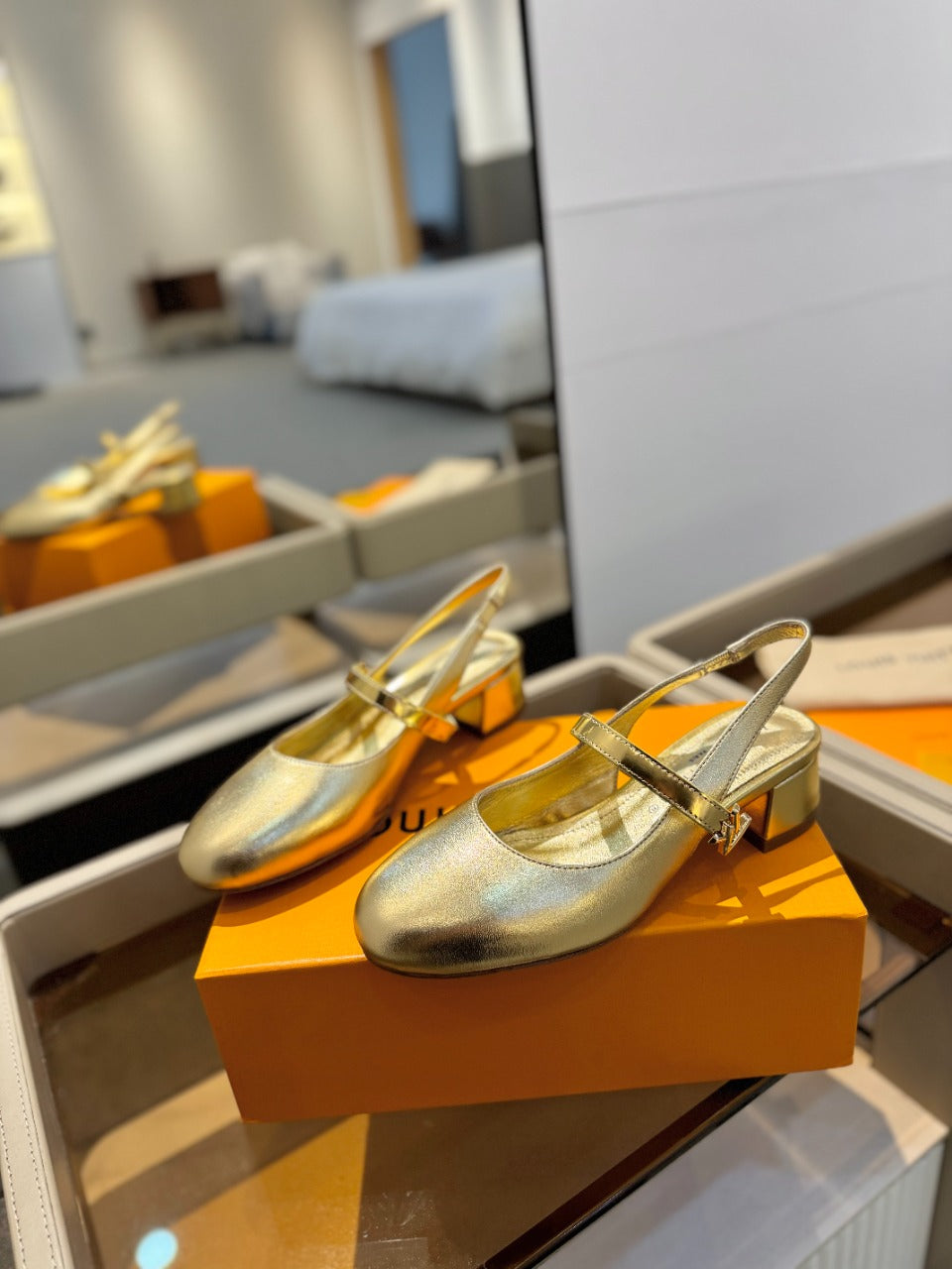 LV Romy Slingback Pump Metallic Gold Calfskin