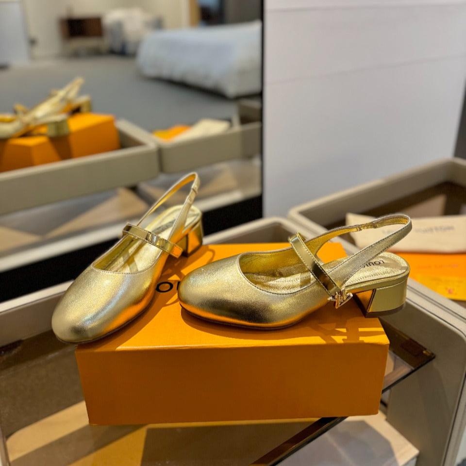LV Romy Slingback Pump Metallic Gold Calfskin