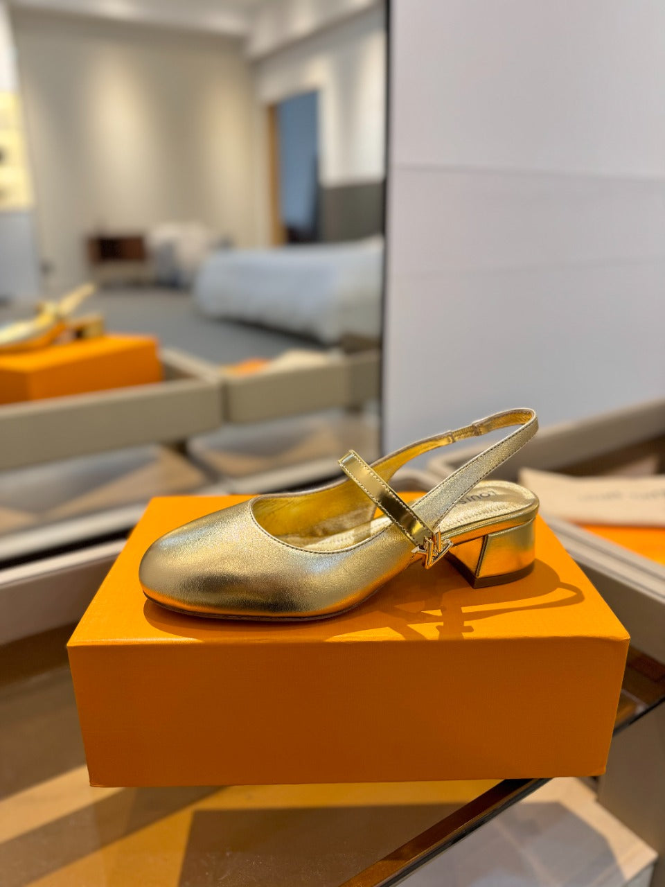 LV Romy Slingback Pump Metallic Gold Calfskin