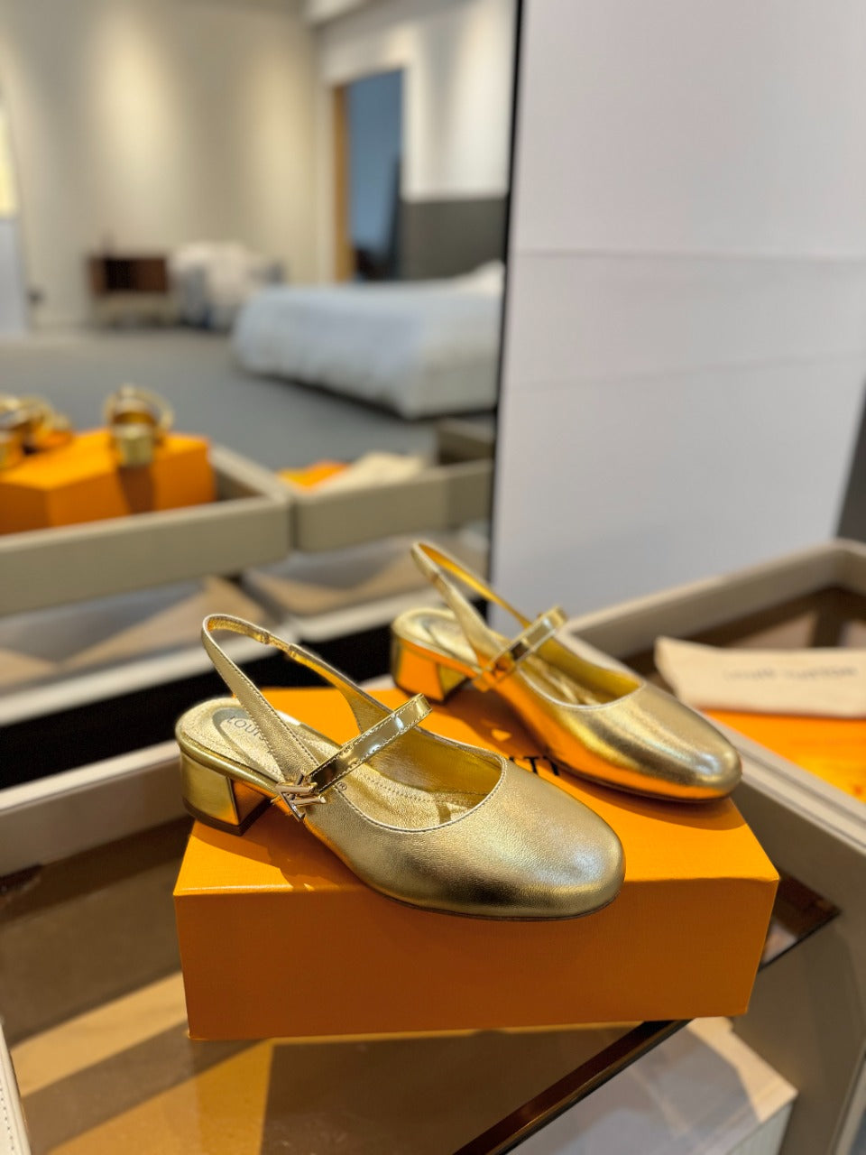 LV Romy Slingback Pump Metallic Gold Calfskin