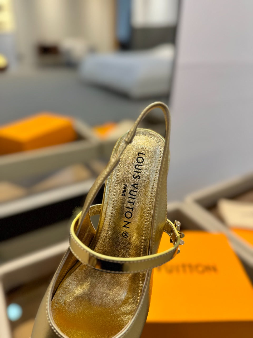 LV Romy Slingback Pump Metallic Gold Calfskin