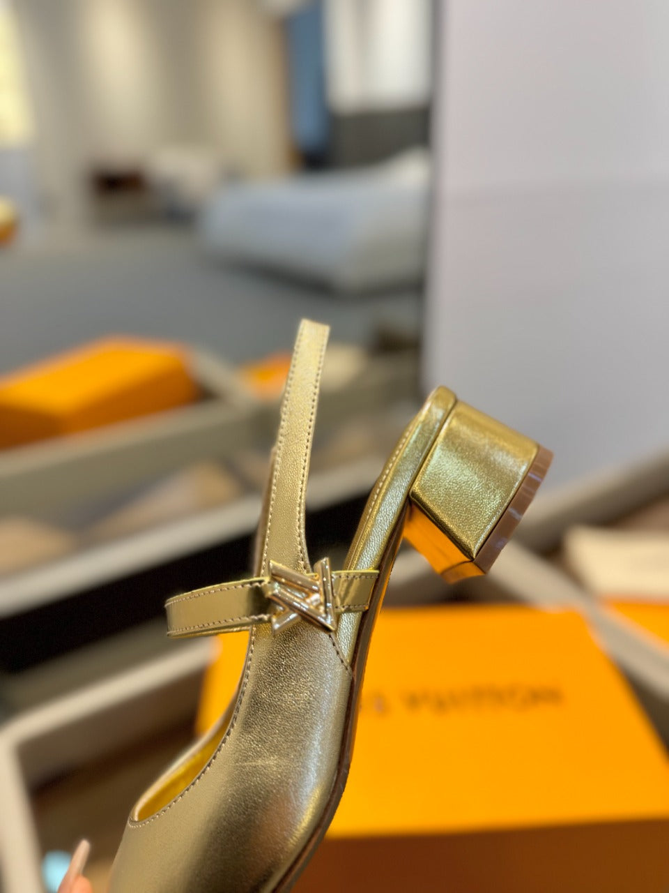 LV Romy Slingback Pump Metallic Gold Calfskin