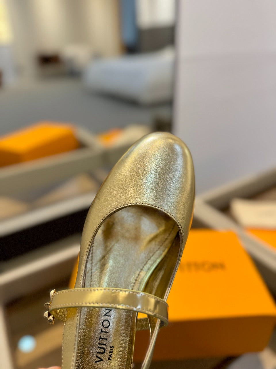 LV Romy Slingback Pump Metallic Gold Calfskin
