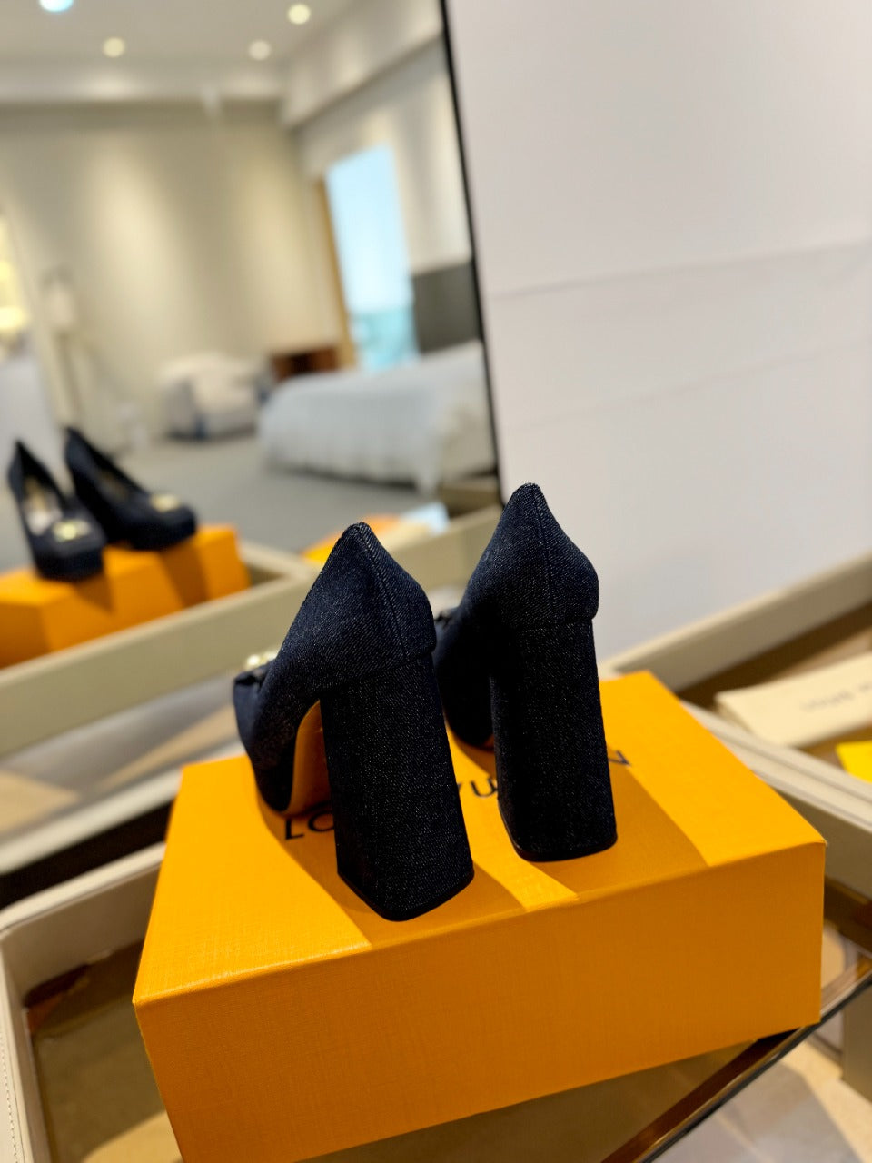LV Shake Pump 120mm Dark Blue Fabric Denim