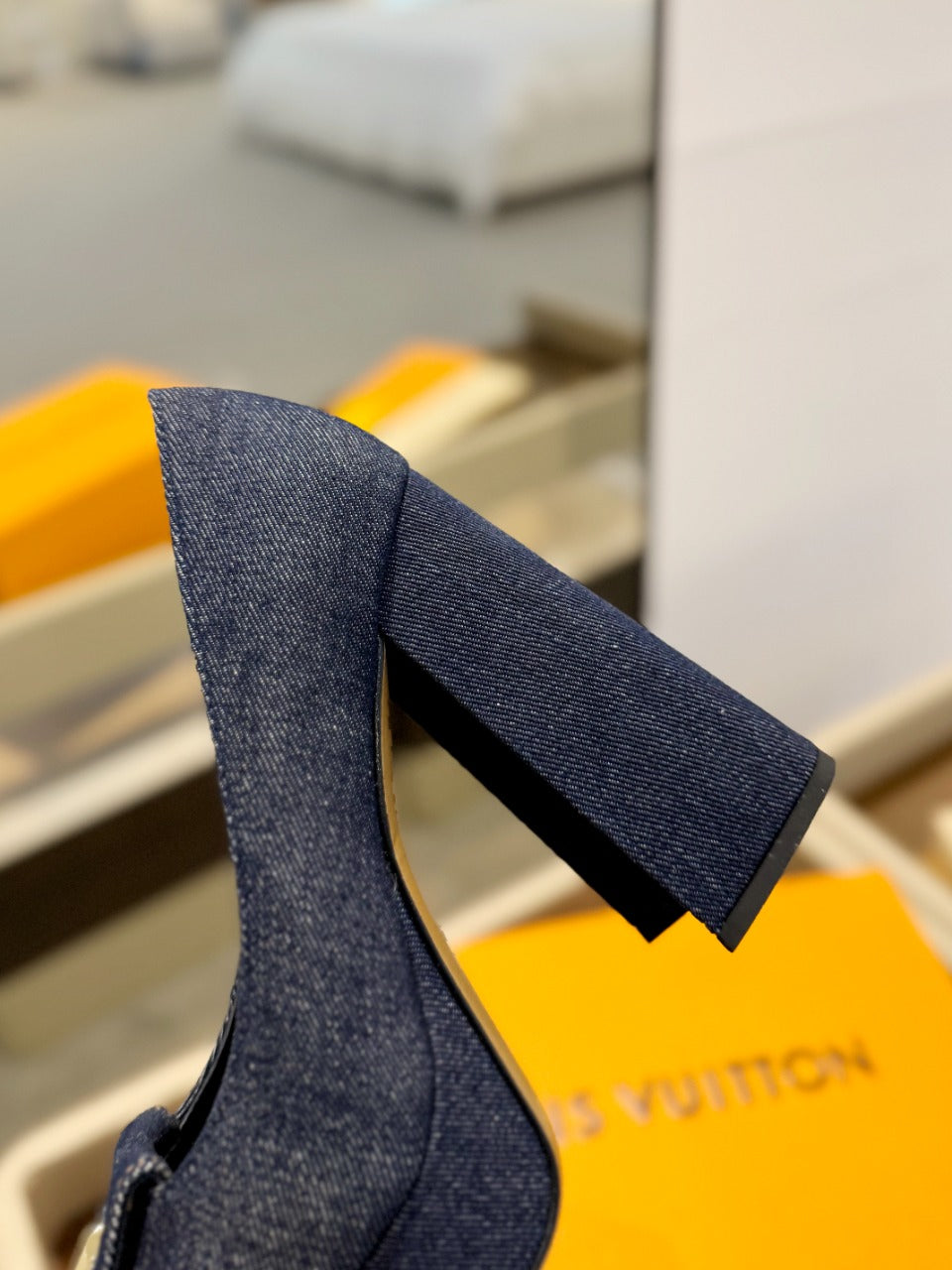 LV Shake Pump 120mm Dark Blue Fabric Denim