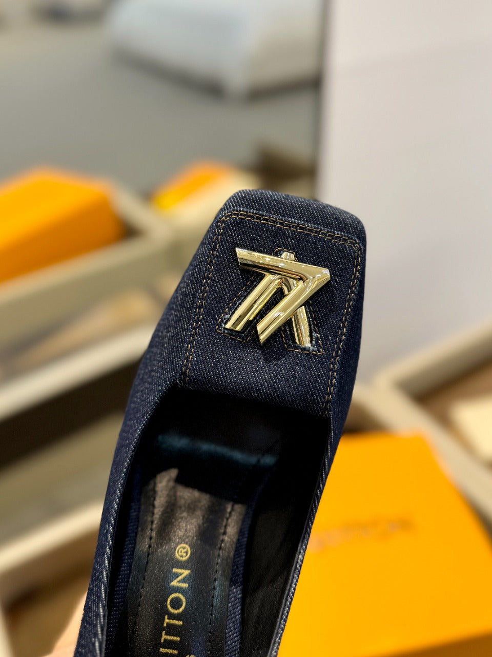 LV Shake Pump 120mm Dark Blue Fabric Denim