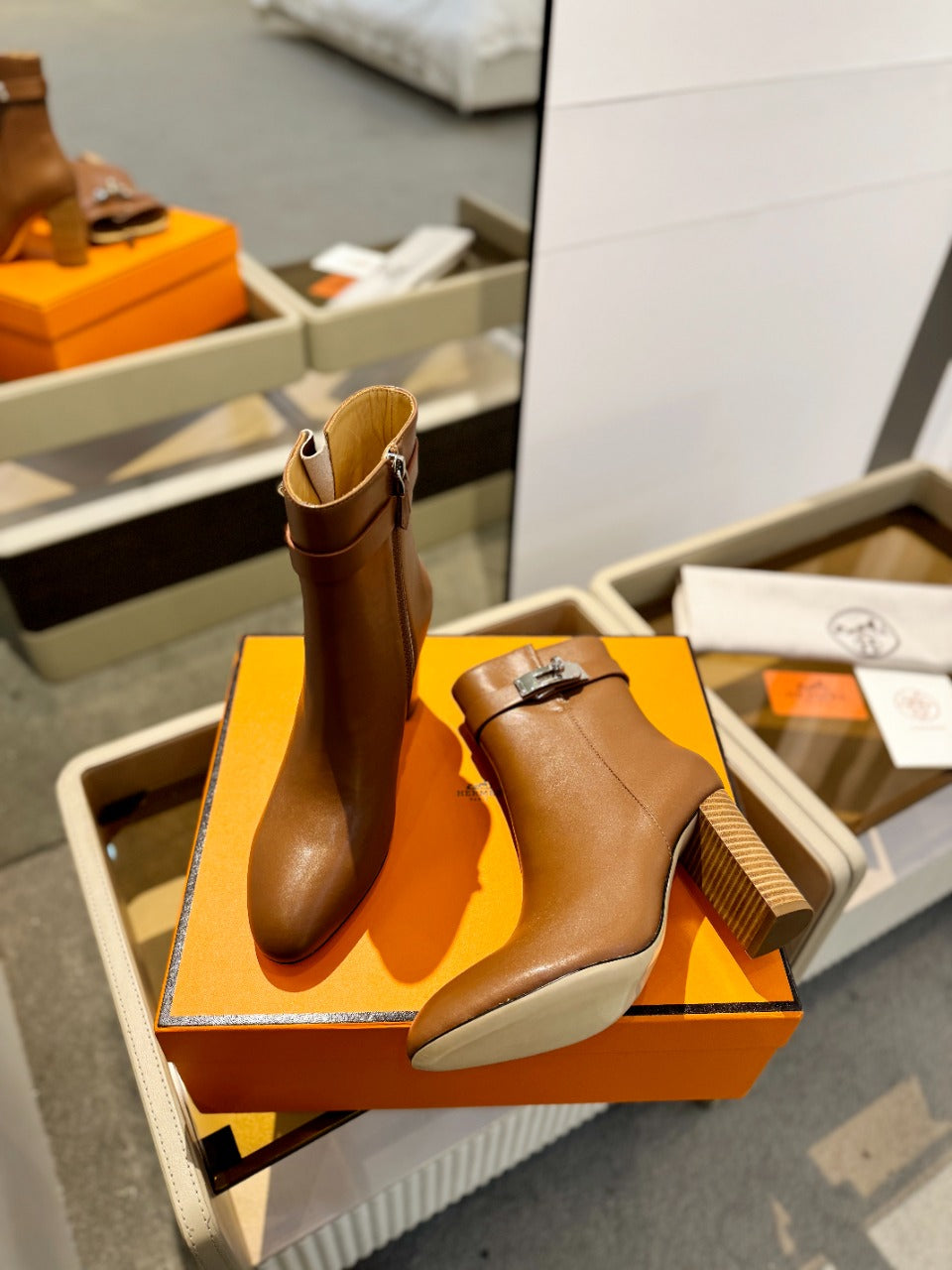 HM Saint Germain Ankle Boot 85mm Brown Cowhide 961645