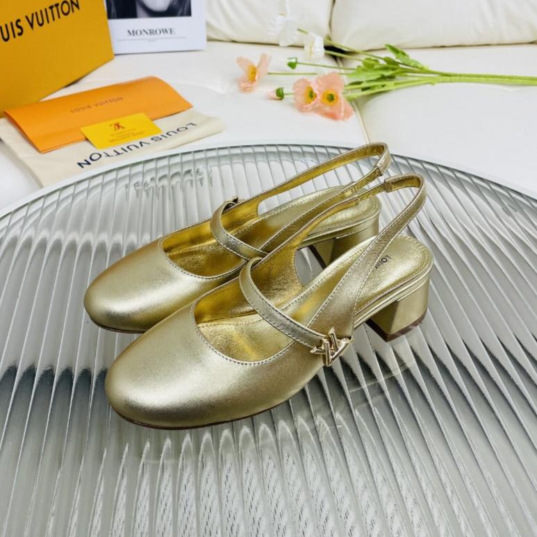 LV Slingback Gold Metallic Lambskin
