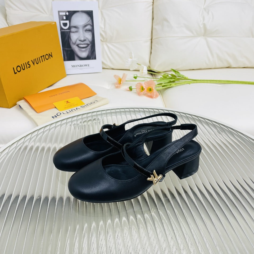 LV Slingback Black Lambskin
