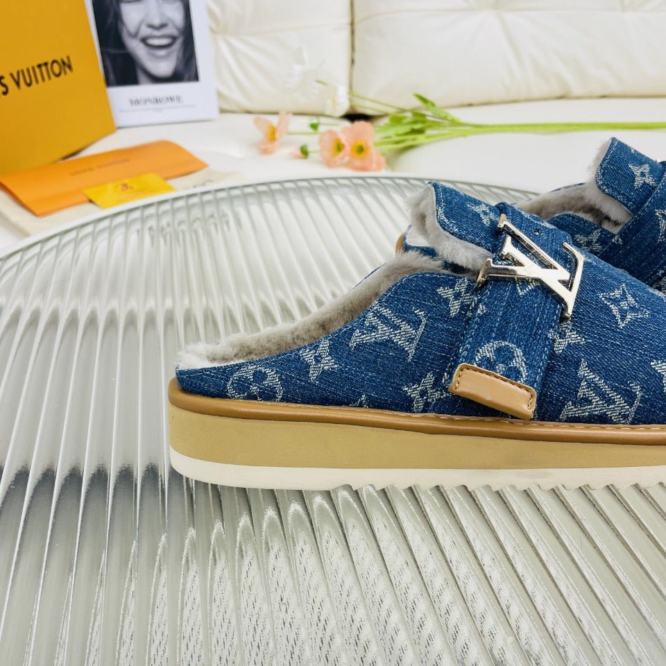 LV Mule Blue Monogram Lambskin