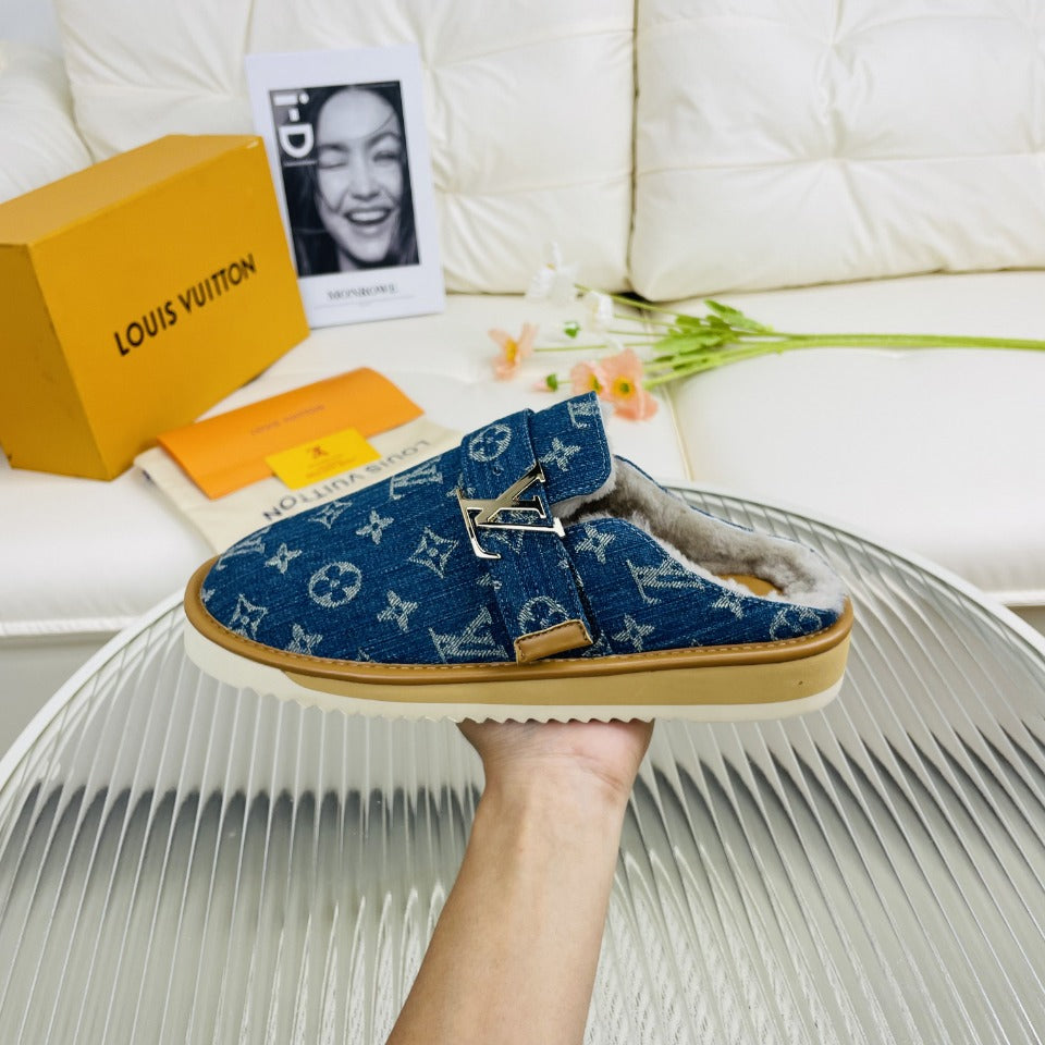 LV Mule Blue Monogram Lambskin