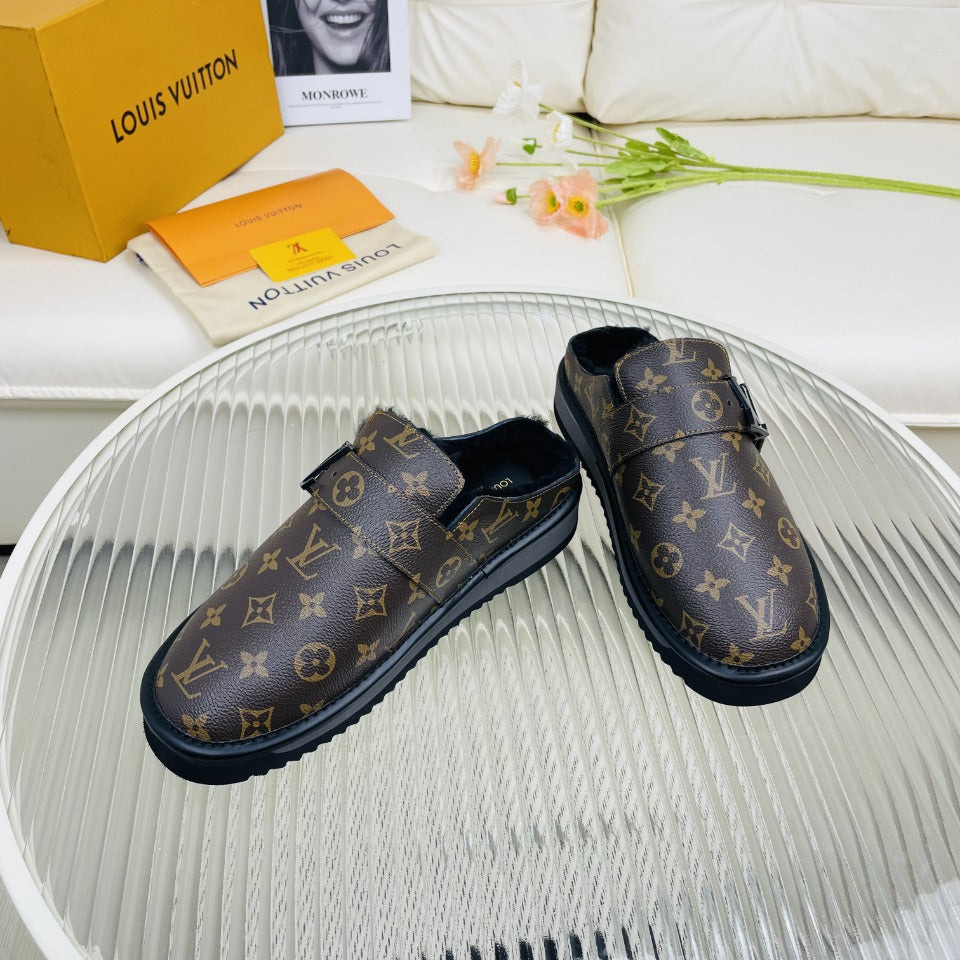 LV Mule Dark Brown Monogram Lambskin