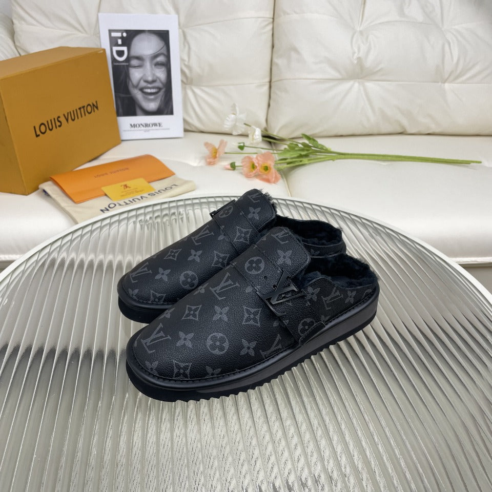 LV Mule Black Monogram Lambskin