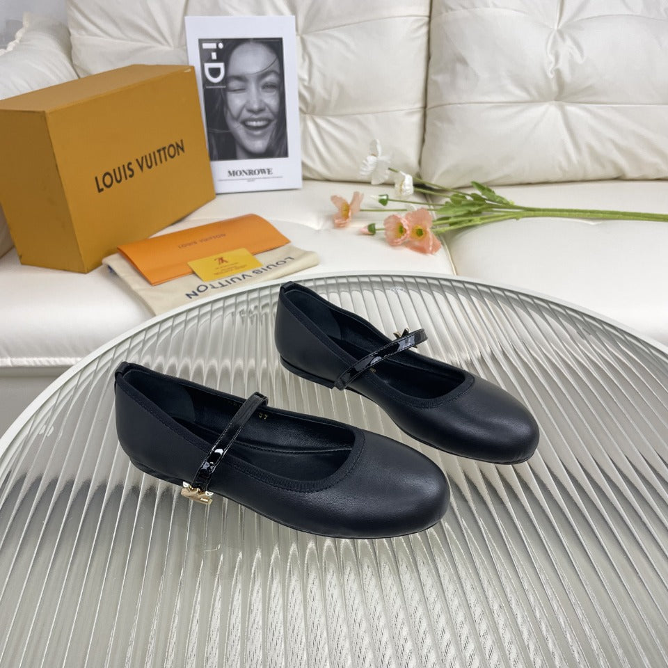 LV Flat Ballerina Black Lambskin