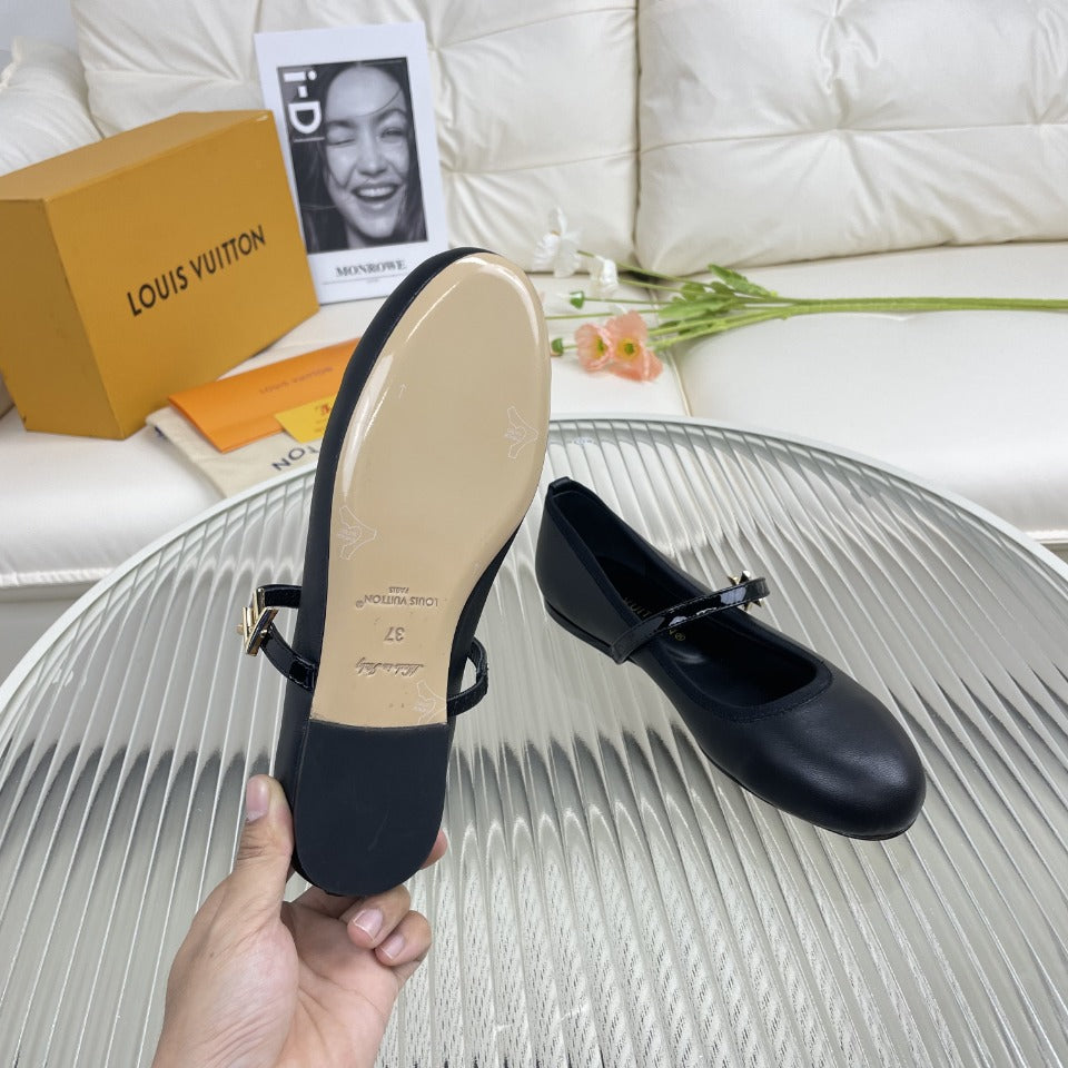 LV Flat Ballerina Black Lambskin