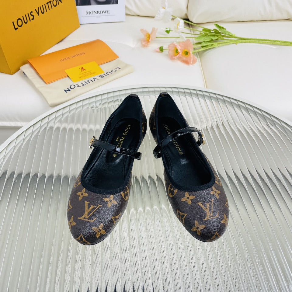 LV Flat Ballerina Dark Brown Lambskin