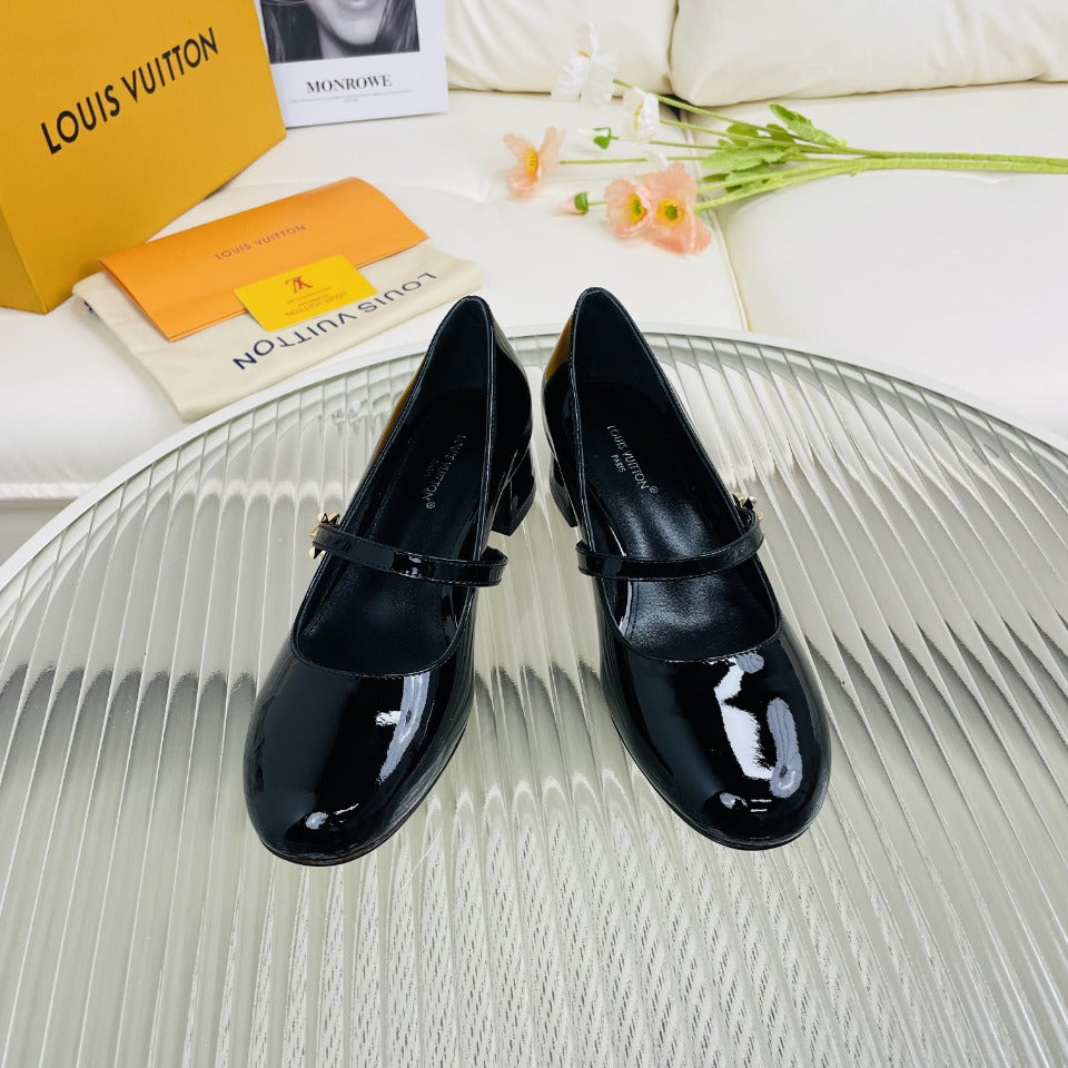 LV Medium-Heel 35mm Pumps Glossy Black Lambskin