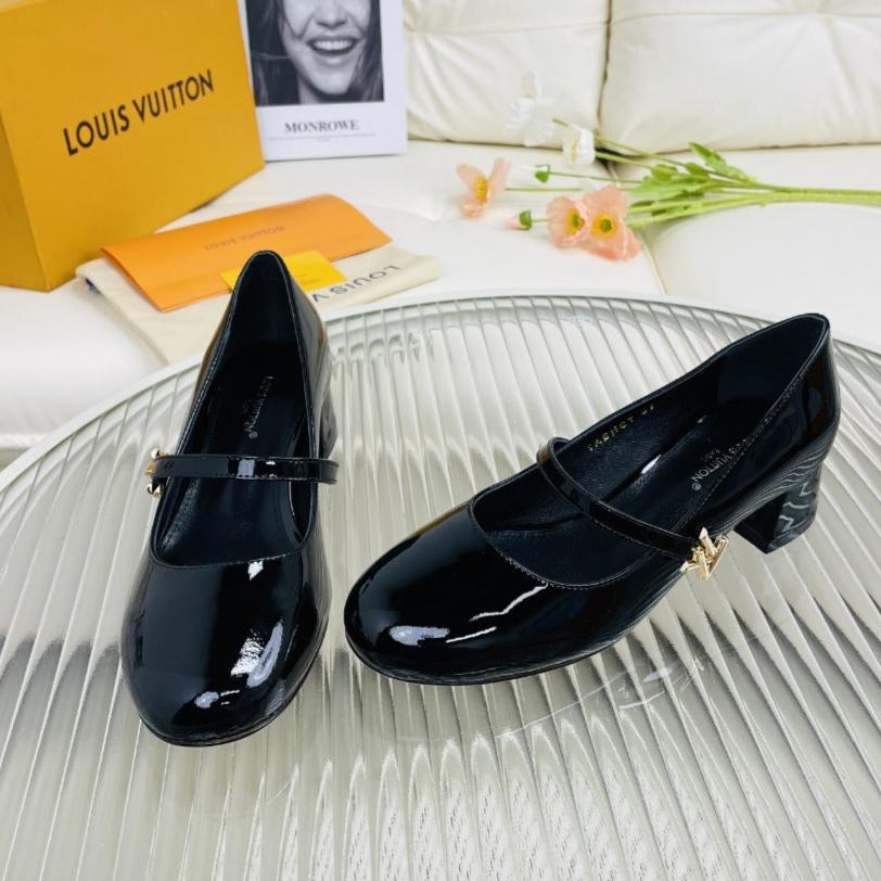 LV Medium-Heel 35mm Pumps Glossy Black Lambskin