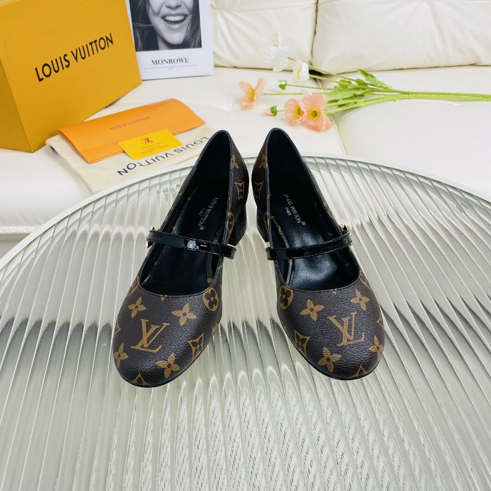 LV Medium-Heel 35mm Pumps Dark Brown Lambskin