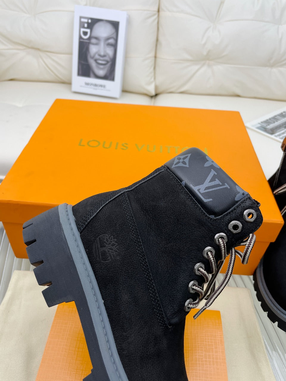 LV x Timberland Ankle Boot 50mm Black Nubuck Leather